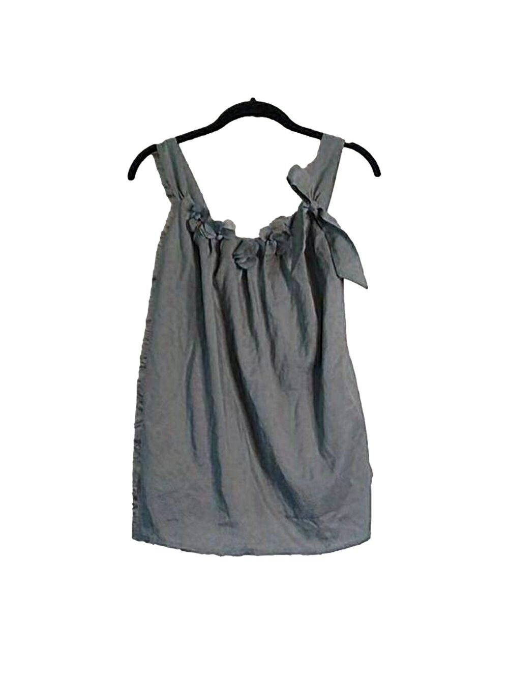 Loft Floral Embellished Bow Tank Blue Gray XS